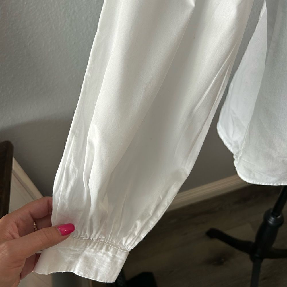 Reclaimed Vintage White Cotton Button-Up Shirt Balloon Sleeves US 4 NWOT - Picture 6 of 6